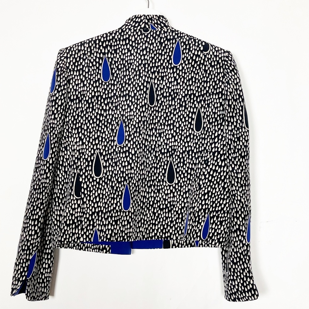 David Hayes Women's Jacket Size 6 Silk Blue Beige Silk Lining Vintage RARE!! - Picture 2 of 6